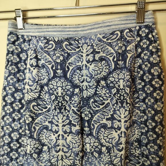 Oysho Floral Cotton Pants Pull On Pockets Pleated - Picture 7 of 11